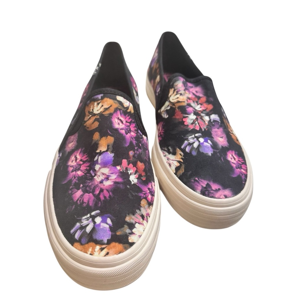 Keds Women's Floral Slip-On Shoes - Black and Purple - Picture 7 of 8